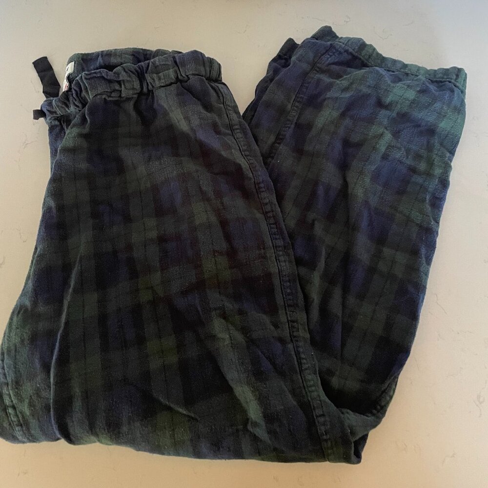 J. Crew Factory Plaid Flannel Pajama Pants in Green and Navy, Size Medium - Picture 1 of 4